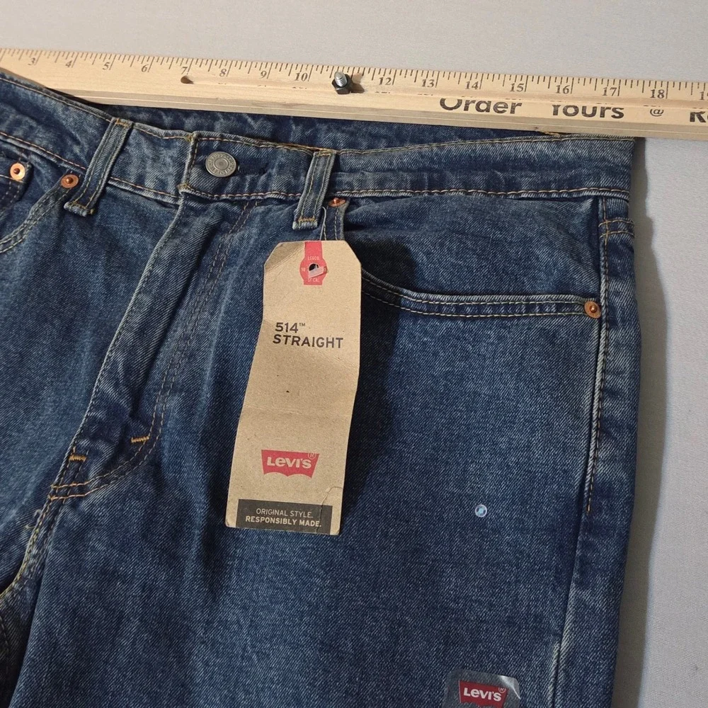 NEWLevi's 514 Straight Fit Jeans Men 34x30 Blue Stretch Denim $69 MSRP